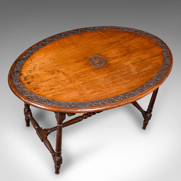 Antique Campaign Mess Table, English, Walnut, Oval, Occasional, Victorian, 1900