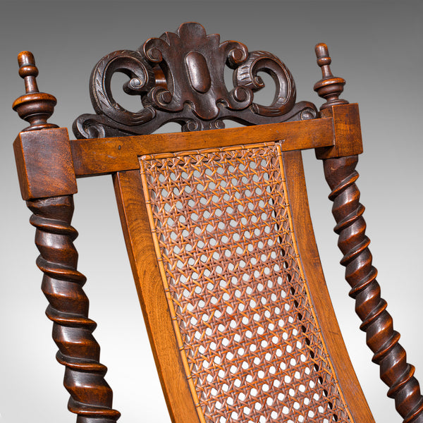Antique Folding Steamer Chair, English, Bergère, Campaign Lounge Seat, Victorian