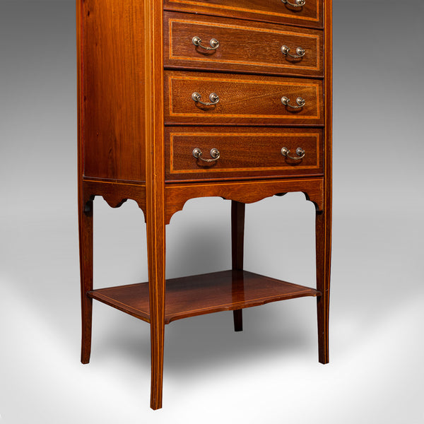 Antique Fall Front Music Cabinet, English, Walnut, Document Folio, Edwardian