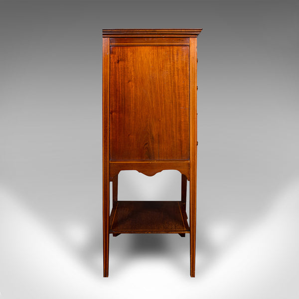 Antique Fall Front Music Cabinet, English, Walnut, Document Folio, Edwardian