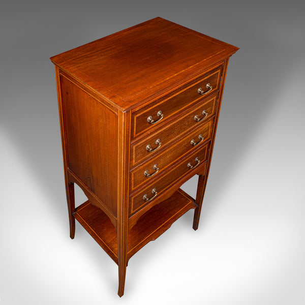 Antique Fall Front Music Cabinet, English, Walnut, Document Folio, Edwardian