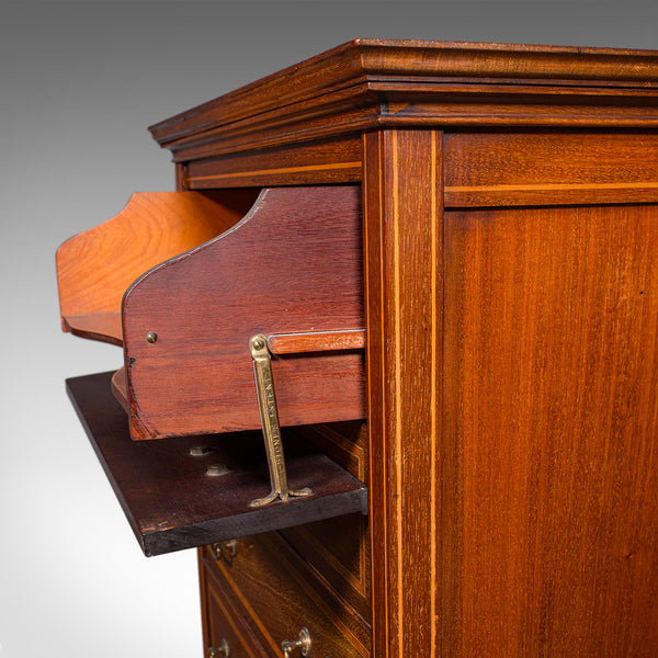 Antique Fall Front Music Cabinet, English, Walnut, Document Folio, Edwardian