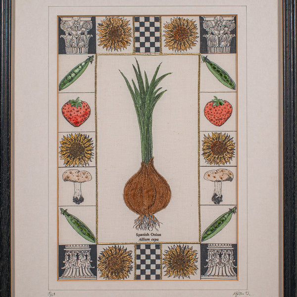 Set of 4 Vintage Embroidery Panels, English, Hand Finished, Limited Edition, Art