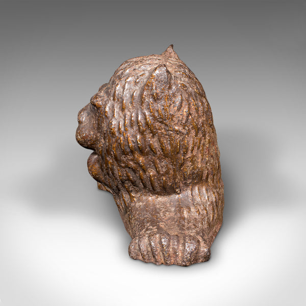 Antique Lion Doorstop, English Cast Iron Figurative Door Keeper, Victorian, 1850