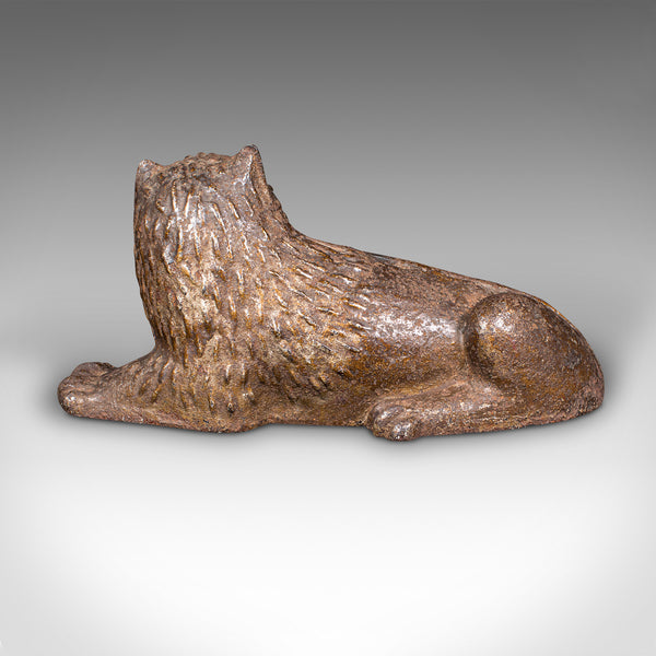 Antique Lion Doorstop, English Cast Iron Figurative Door Keeper, Victorian, 1850
