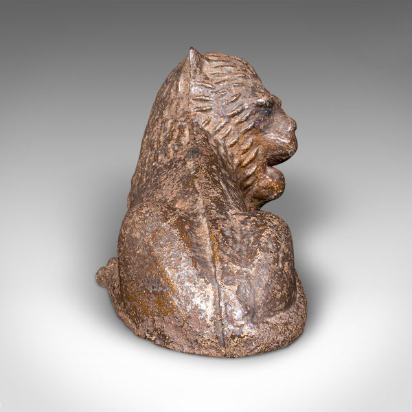 Antique Lion Doorstop, English Cast Iron Figurative Door Keeper, Victorian, 1850