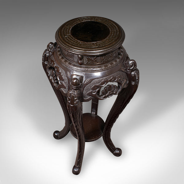 Antique Jardiniere Stand, Japanese, Ebonised, Portico Planter Table, Victorian