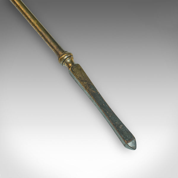 Set of 3 Antique Fireside Tools, English, Tongs, Poker, Art Nouveau, Victorian