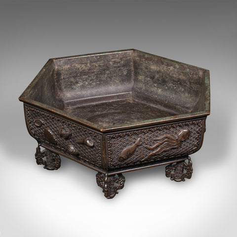 Antique Suiban Planter, Japanese Bronze Bonsai Jardiniere, Edo Period, Victorian