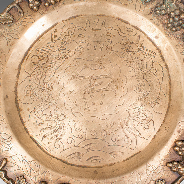 Vintage Cake Table, Oriental, Brass, Mahogany, Afternoon Fancies Stand, Art Deco