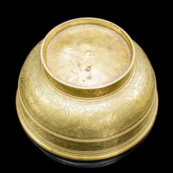 Antique Planter Bowl, Oriental, Brass, Jardiniere, Dish, Early Victorian, C.1850