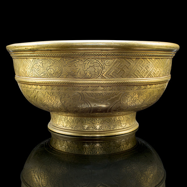 Antique Planter Bowl, Oriental, Brass, Jardiniere, Dish, Early Victorian, C.1850