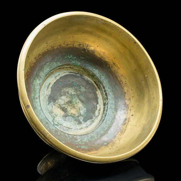 Antique Planter Bowl, Oriental, Brass, Jardiniere, Dish, Early Victorian, C.1850
