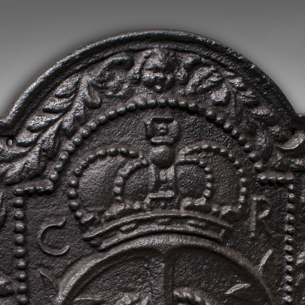 Antique Fire Back, English Carolean Revival Fireplace Reflector, Early Victorian - London Fine Antiques