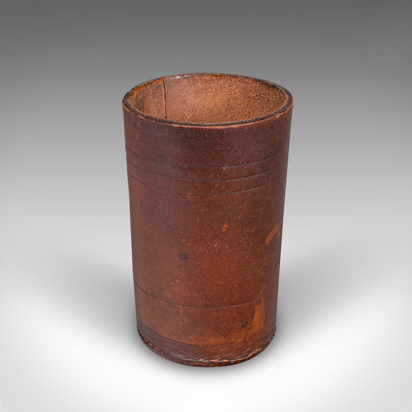 Small Antique Jacquet Dice Pot , French, Leather, Craps, Gaming Tumbler, C.1920