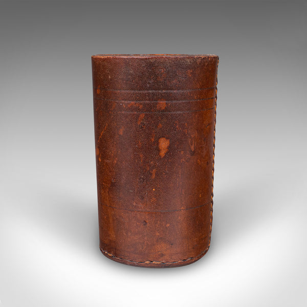 Small Antique Jacquet Dice Pot , French, Leather, Craps, Gaming Tumbler, C.1920