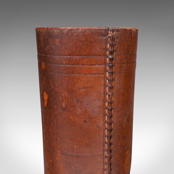 Small Antique Jacquet Dice Pot , French, Leather, Craps, Gaming Tumbler, C.1920