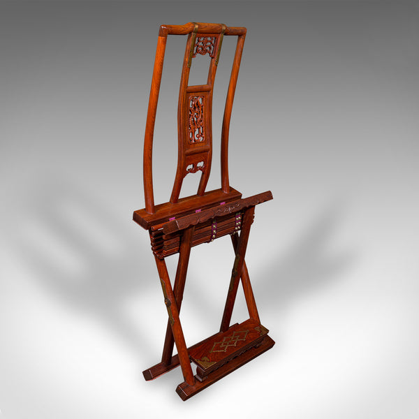 Vintage Folding Veranda Chair, Oriental, Teak Campaign Seat, Art Deco, C.1930