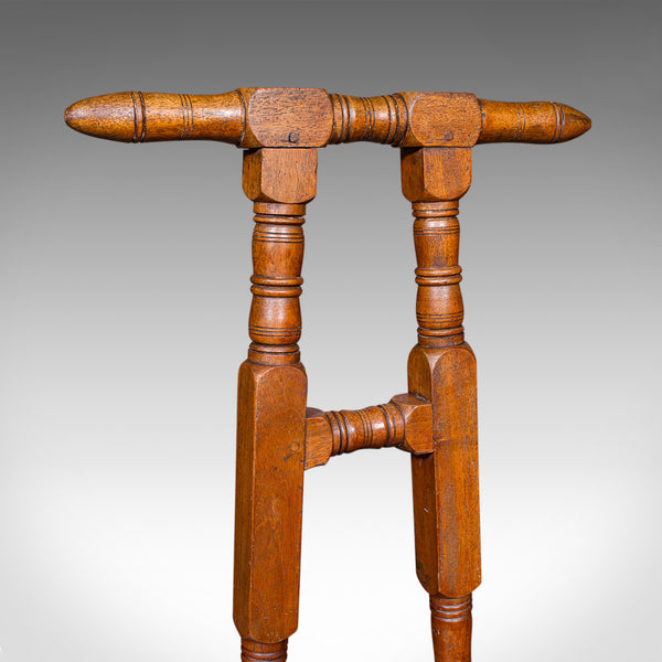 Antique Boot Jack, English, Walnut, Folding Shoe Pull, Victorian, Circa 1870