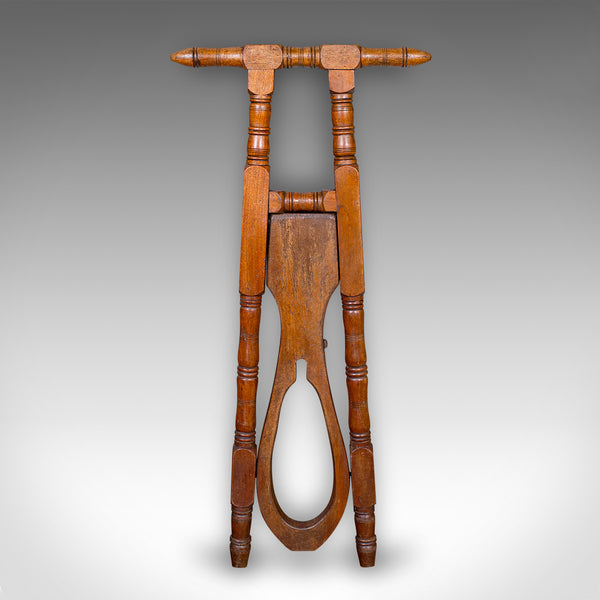 Antique Boot Jack, English, Walnut, Folding Shoe Pull, Victorian, Circa 1870