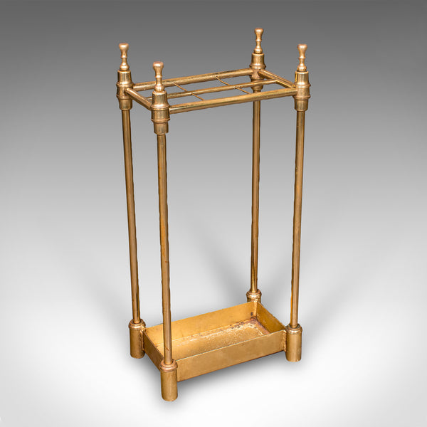 Antique Six Division Stick Stand, English, Brass, Hall, Umbrella Rack, Edwardian