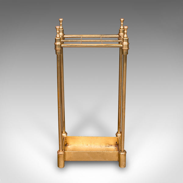 Antique Six Division Stick Stand, English, Brass, Hall, Umbrella Rack, Edwardian