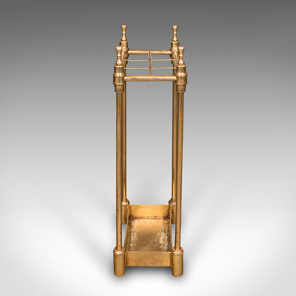 Antique Six Division Stick Stand, English, Brass, Hall, Umbrella Rack, Edwardian