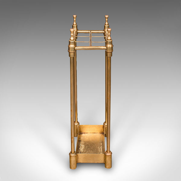 Antique Six Division Stick Stand, English, Brass, Hall, Umbrella Rack, Edwardian