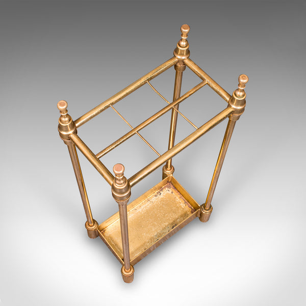 Antique Six Division Stick Stand, English, Brass, Hall, Umbrella Rack, Edwardian