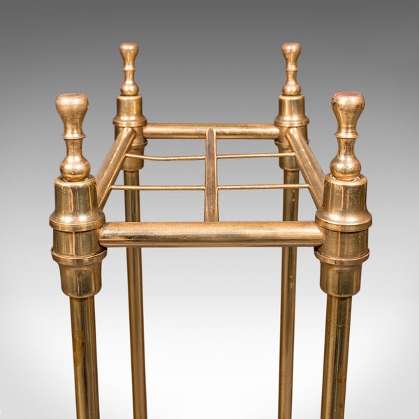Antique Six Division Stick Stand, English, Brass, Hall, Umbrella Rack, Edwardian