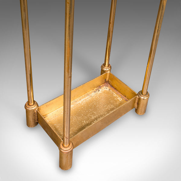 Antique Six Division Stick Stand, English, Brass, Hall, Umbrella Rack, Edwardian