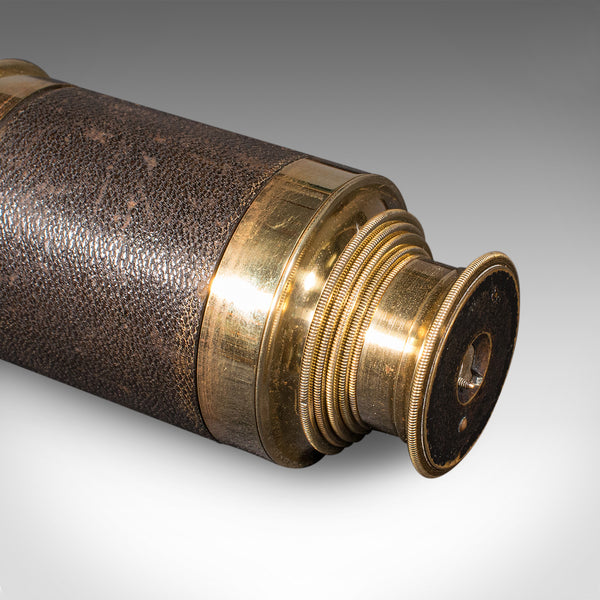 Antique Telescope, English, 6-Draw, Brass, Leather, Terrestrial, Victorian, 1860