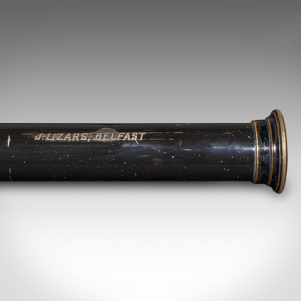 Large Antique 3-Draw Telescope, Irish, Brass, Leather, Terrestrial, Edwardian