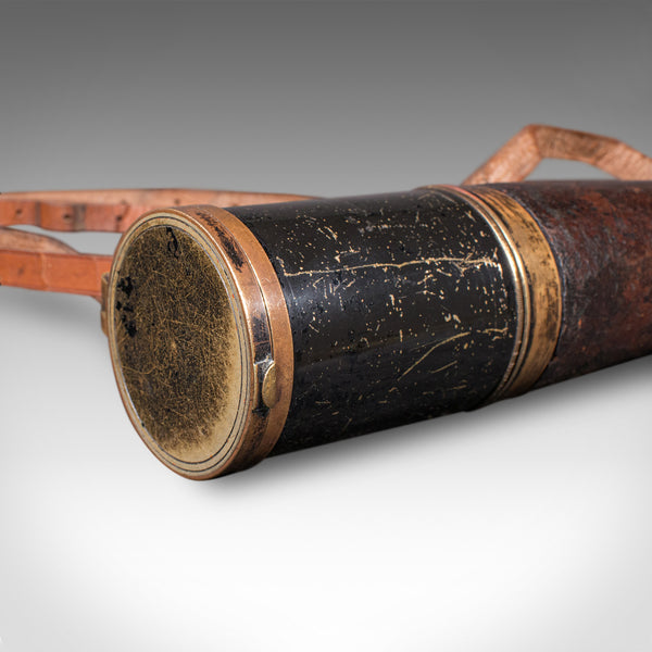 Large Antique 3-Draw Telescope, Irish, Brass, Leather, Terrestrial, Edwardian