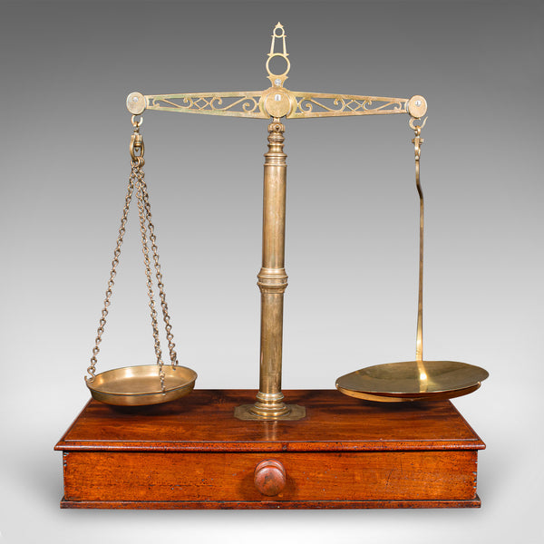 Large Antique Apothecary Weighing Scales, English, Countertop Balance, Victorian