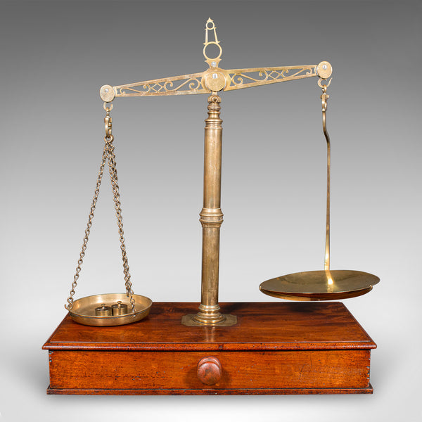Large Antique Apothecary Weighing Scales, English, Countertop Balance, Victorian