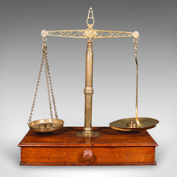 Large Antique Apothecary Weighing Scales, English, Countertop Balance, Victorian