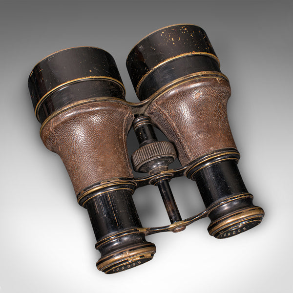 Pair of Antique Opera Glasses, English, Leather, Brass, Binoculars, Ross London