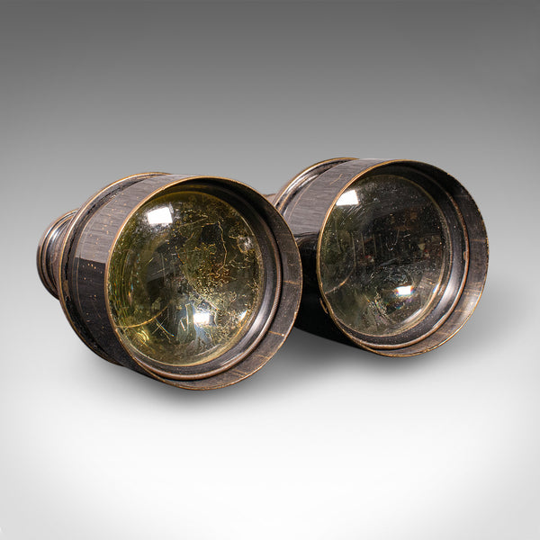 Pair of Antique Opera Glasses, English, Leather, Brass, Binoculars, Ross London