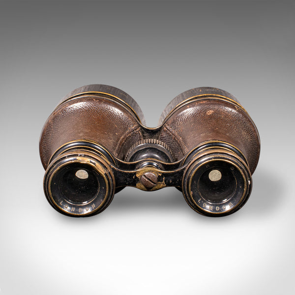 Pair of Antique Opera Glasses, English, Leather, Brass, Binoculars, Ross London