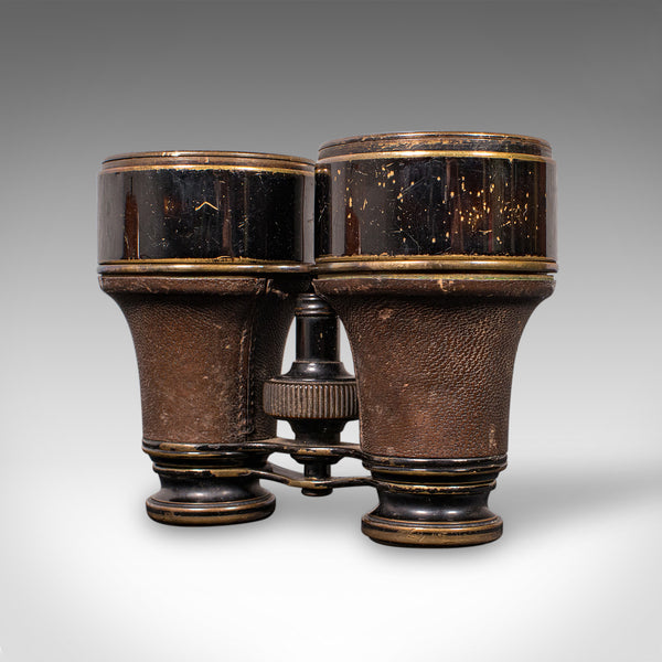 Pair of Antique Opera Glasses, English, Leather, Brass, Binoculars, Ross London