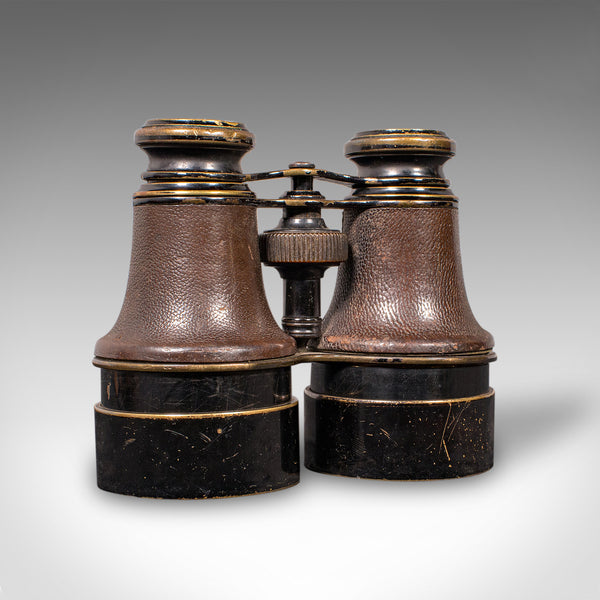 Pair of Antique Opera Glasses, English, Leather, Brass, Binoculars, Ross London