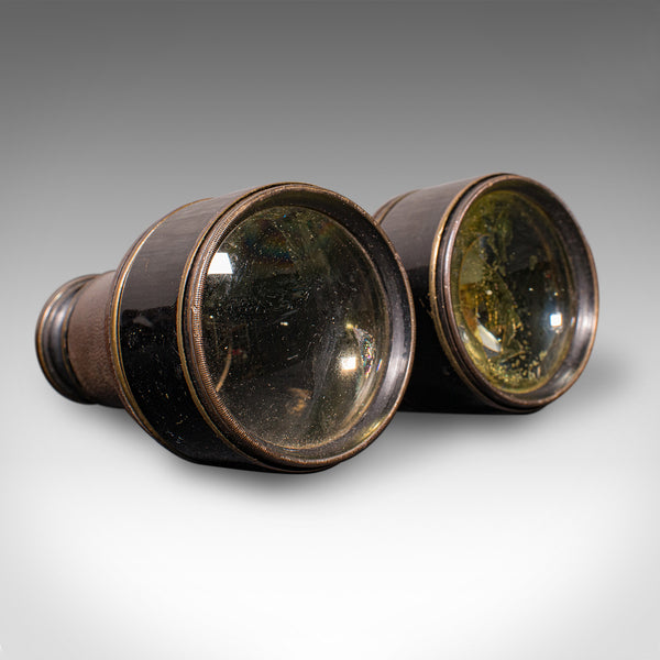 Pair of Antique Opera Glasses, English, Leather, Brass, Binoculars, Ross London