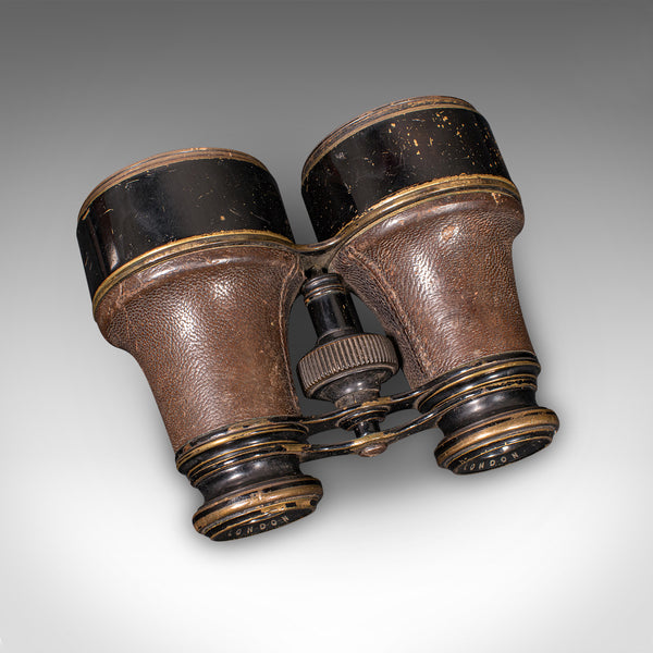Pair of Antique Opera Glasses, English, Leather, Brass, Binoculars, Ross London
