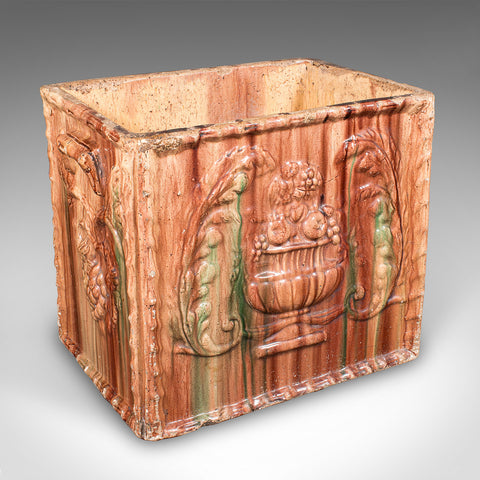 Large Antique Planter, Scottish, Ceramic Jardinière, Majolica Taste, Victorian
