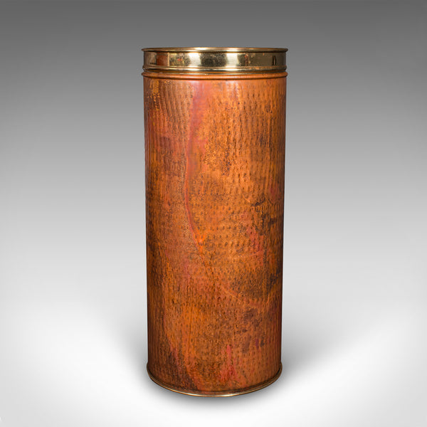 Vintage Stick Sleeve, English, Copper, Brass, Hallway Umbrella Stand, Circa 1970