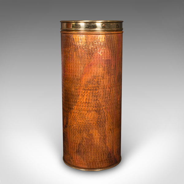 Vintage Stick Sleeve, English, Copper, Brass, Hallway Umbrella Stand, Circa 1970