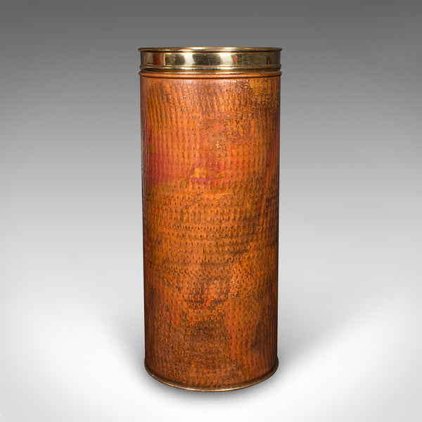 Vintage Stick Sleeve, English, Copper, Brass, Hallway Umbrella Stand, Circa 1970