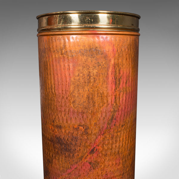 Vintage Stick Sleeve, English, Copper, Brass, Hallway Umbrella Stand, Circa 1970