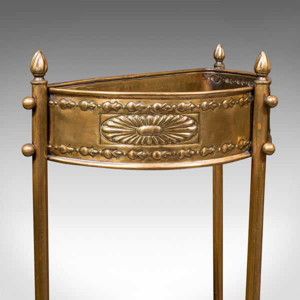 Antique Demi-Lune Stick Loop, English Brass, Hall Stand, Art Nouveau, Victorian
